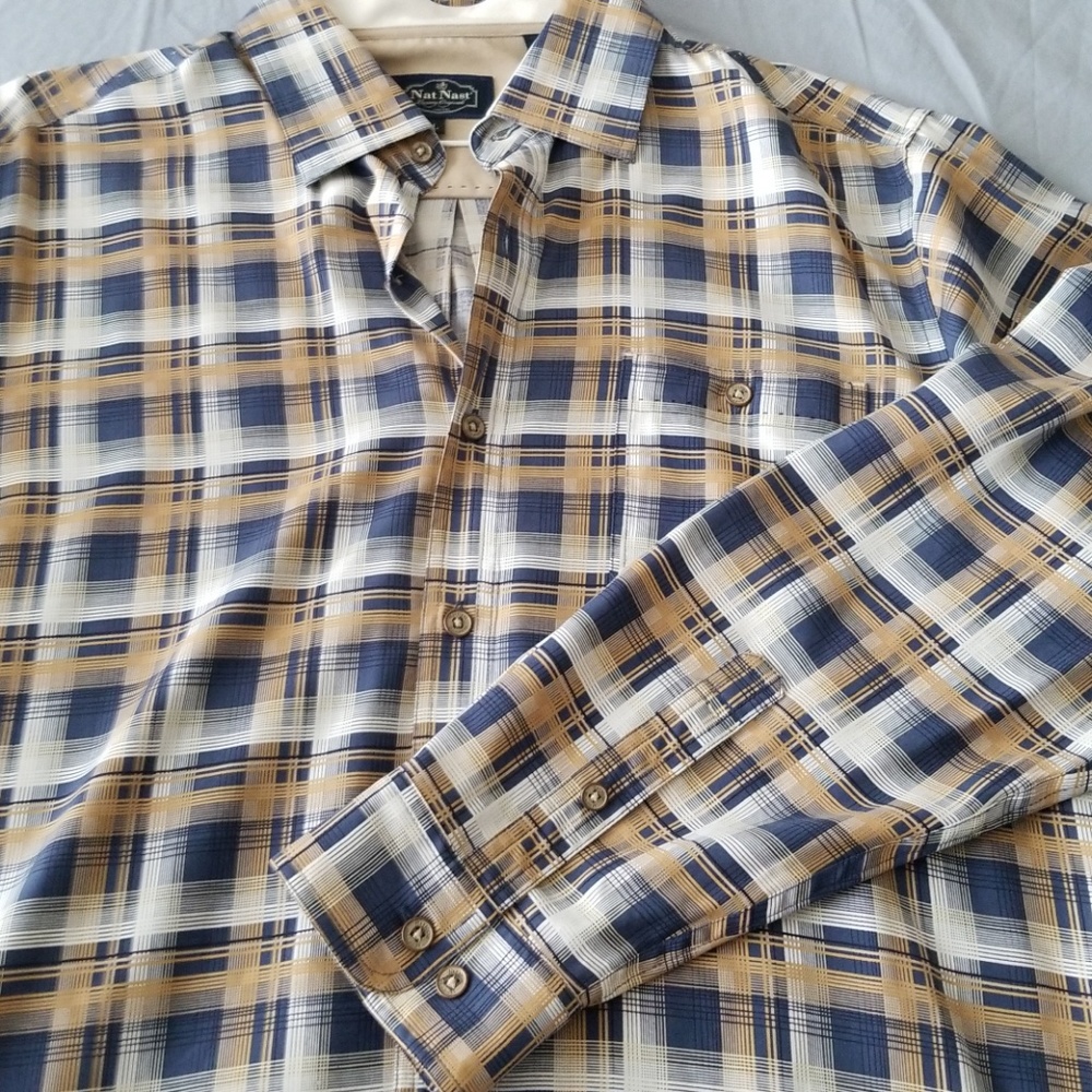 New Nat Nast long sleeve plaid shirt XL Silk